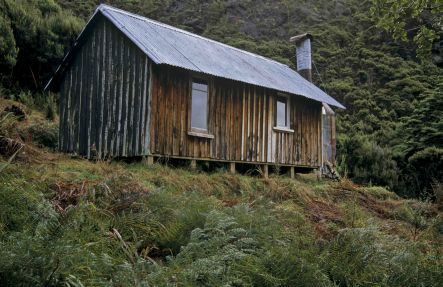 Asbestos Cottage historic mining hut built Kahurangi NP Nelson