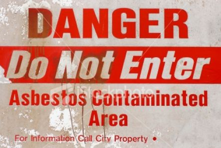 Sign warning of asbestos danger