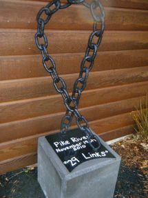 Chain memorial for Pike River miners with 29 links, the number of men who died