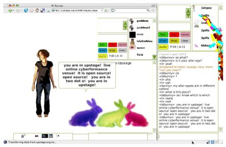 A page from the interactive online Cyberformance Festival Upstage