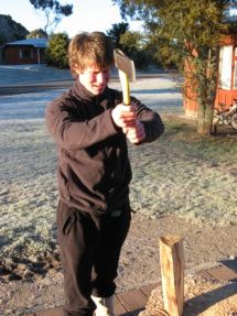 A Student chopping wood