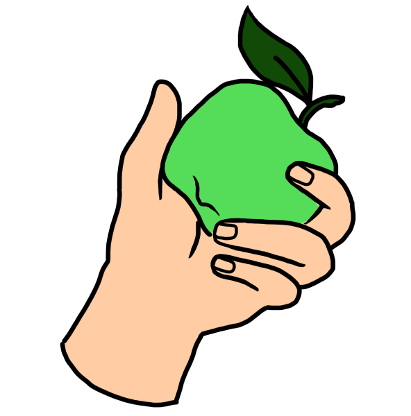 Illustration of a hand holding an apple