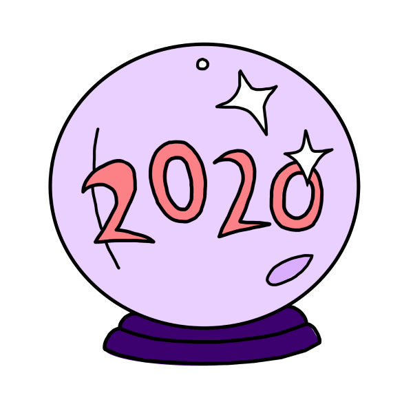 Illustration of a snow globe with the number 2020 on the inside